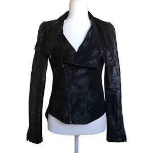 Comme USA Asymmetrical Zip Vegan Faux Suede / Leather Jacket, size S